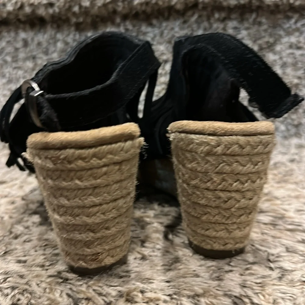 Minnetonka Black Fringe Sandals for Women